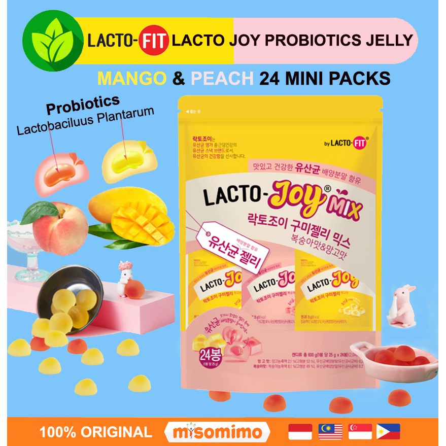 [READY] LACTOFIT Lacto Joy Gummy Jelly 24 Packs Mango Peach Lactofit Korea Probiotic + FREE