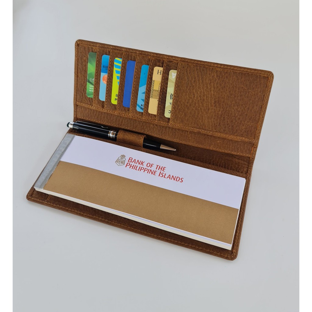 Full Grain Cowhide Leather Checkbook with Slit Card Holders | Shopee ...