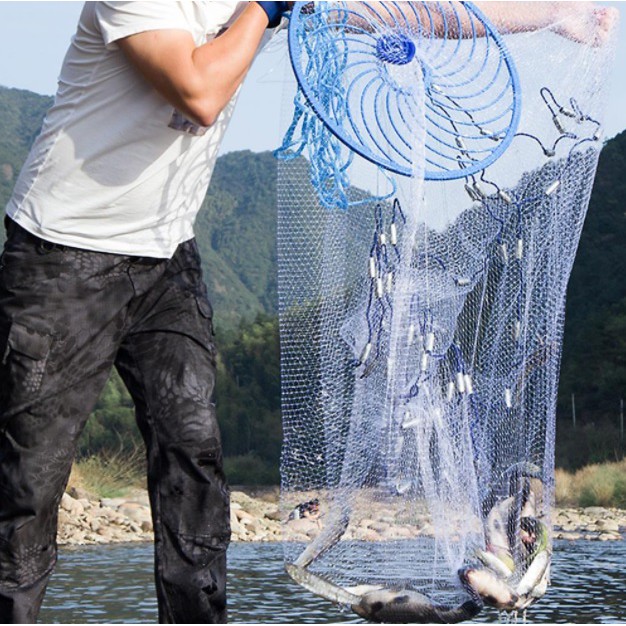 Hand Throw Fishing Net Nylon Monofilament American Style Cast Fishing Net  Small Mesh Fish Trap