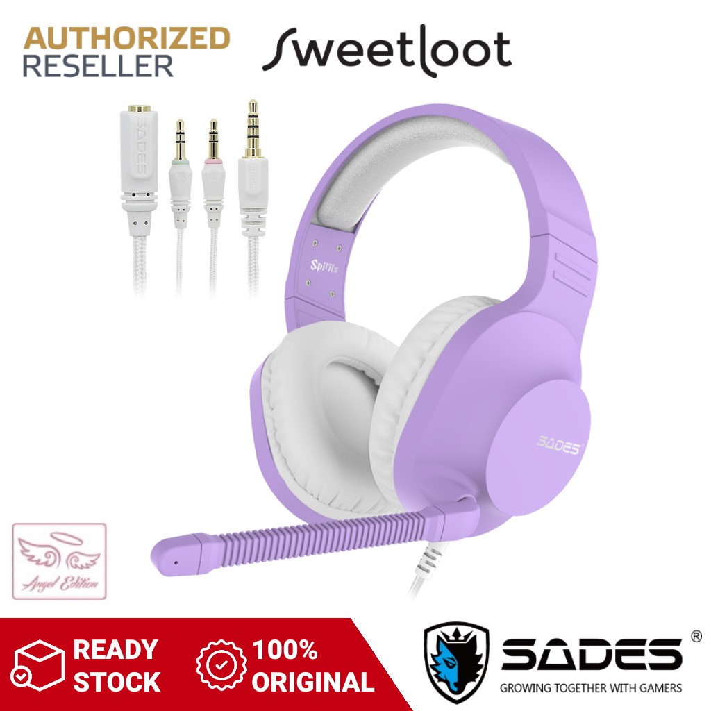 Sades Spirits Angel Edition Purple Volume with Mic Mute Control Multi and Gaming Shopee Malaysia Headset Platform 