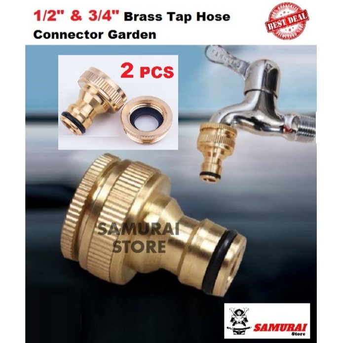 (1/2" & 3/4") ABS 2 in 1 Brass Tap Hose Connector Garden Water Pipe Quick Adaptor/Brass Tap
