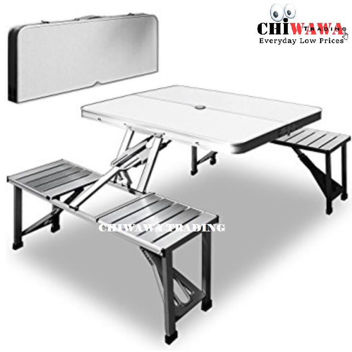 Foldable camp table online and chairs