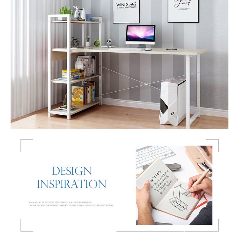 Study Desk Meja Belajar Modern Computer Study Table Multipurpose Shelf ...