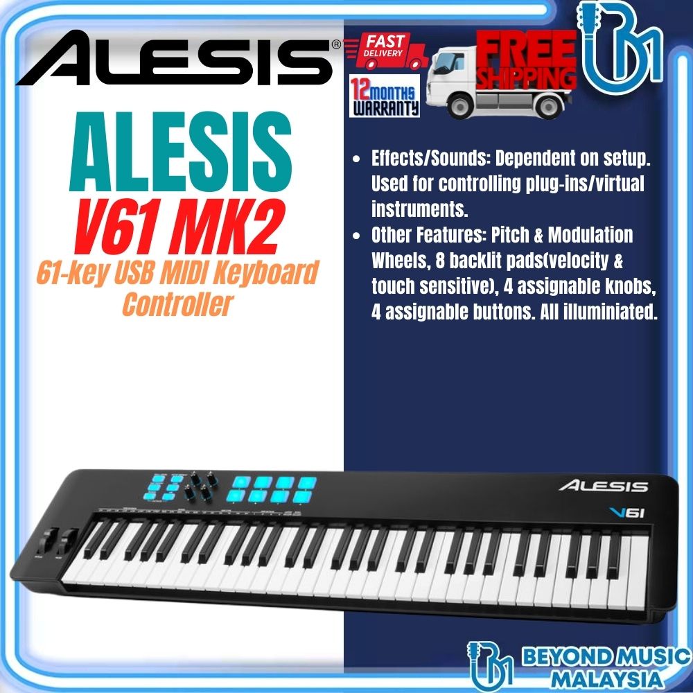 Alesis V61 MK2 61-key USB MIDI Keyboard Controller ( V-61 / Mkii ...