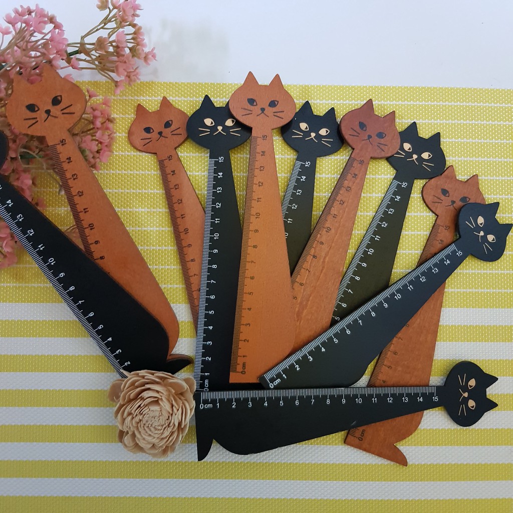 Wooden Cat-head 15cm Ruler / Pembaris Kayu 15cm Berbentuk Kucing ...