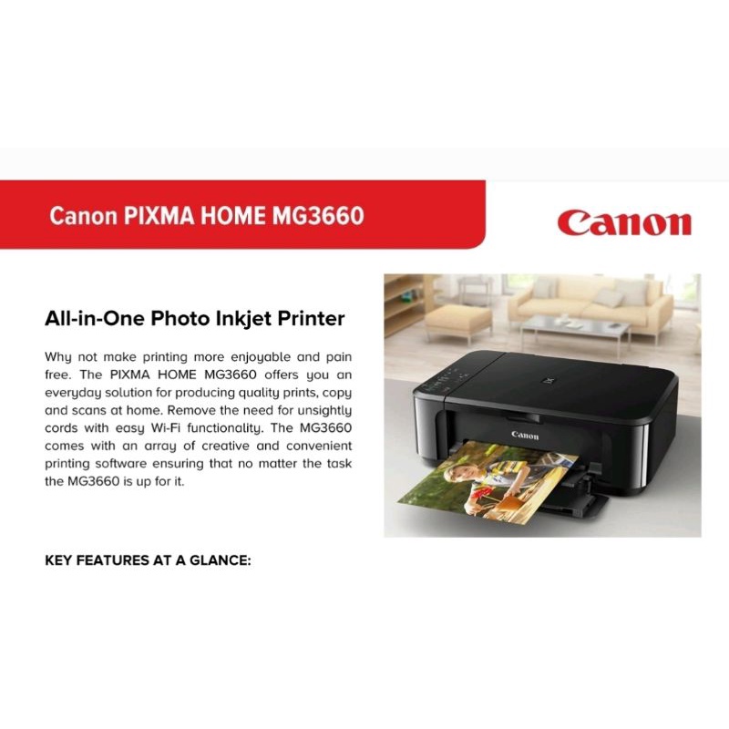 Canon Pixma Home Mg3660 All In One Photo Inkjet Wireless Printer Shopee Malaysia 6966
