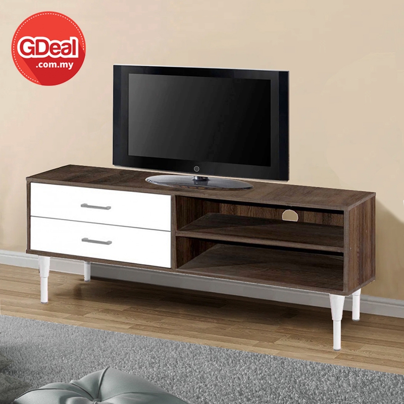 UB Furniture Wooden TV Shelf Rack With Storage Drawers (13015