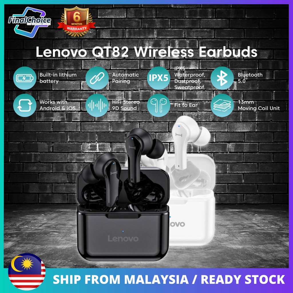 Lenovo QT82 TWS Wireless Earbuds IPX5 Waterproof Dustproof