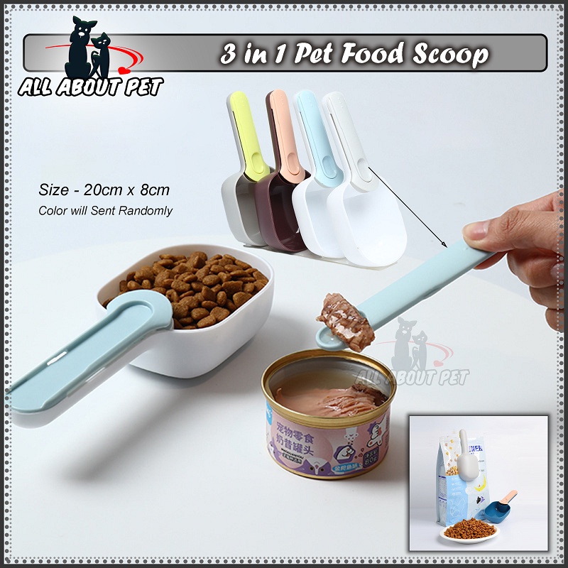 3 in 1 Pet Food Scooper with Clip Skup Makanan Kucing Pet Food Scoop