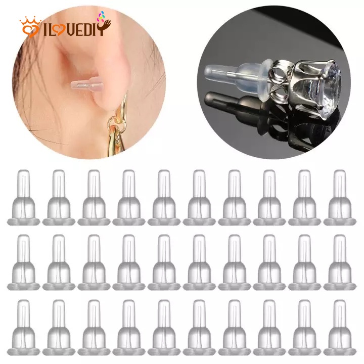 10pcs Silicone Rubber Ear Back Stoppers/Hypoallergenic Fully Wrapped ...