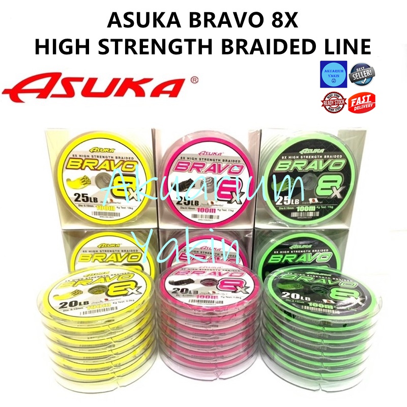 4077 ASUKA BRAVO 8X HIGH STRENGTH BRAIDED FISHING LINE 100M GREEN