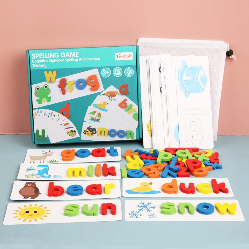 Montessori Spelling Game Wooden Word Spell Game for kids educatonal fun ...