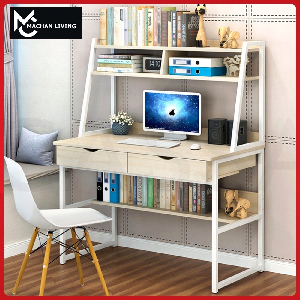 Machan Maple Maserati Modern Study Table with Book Shelves 3