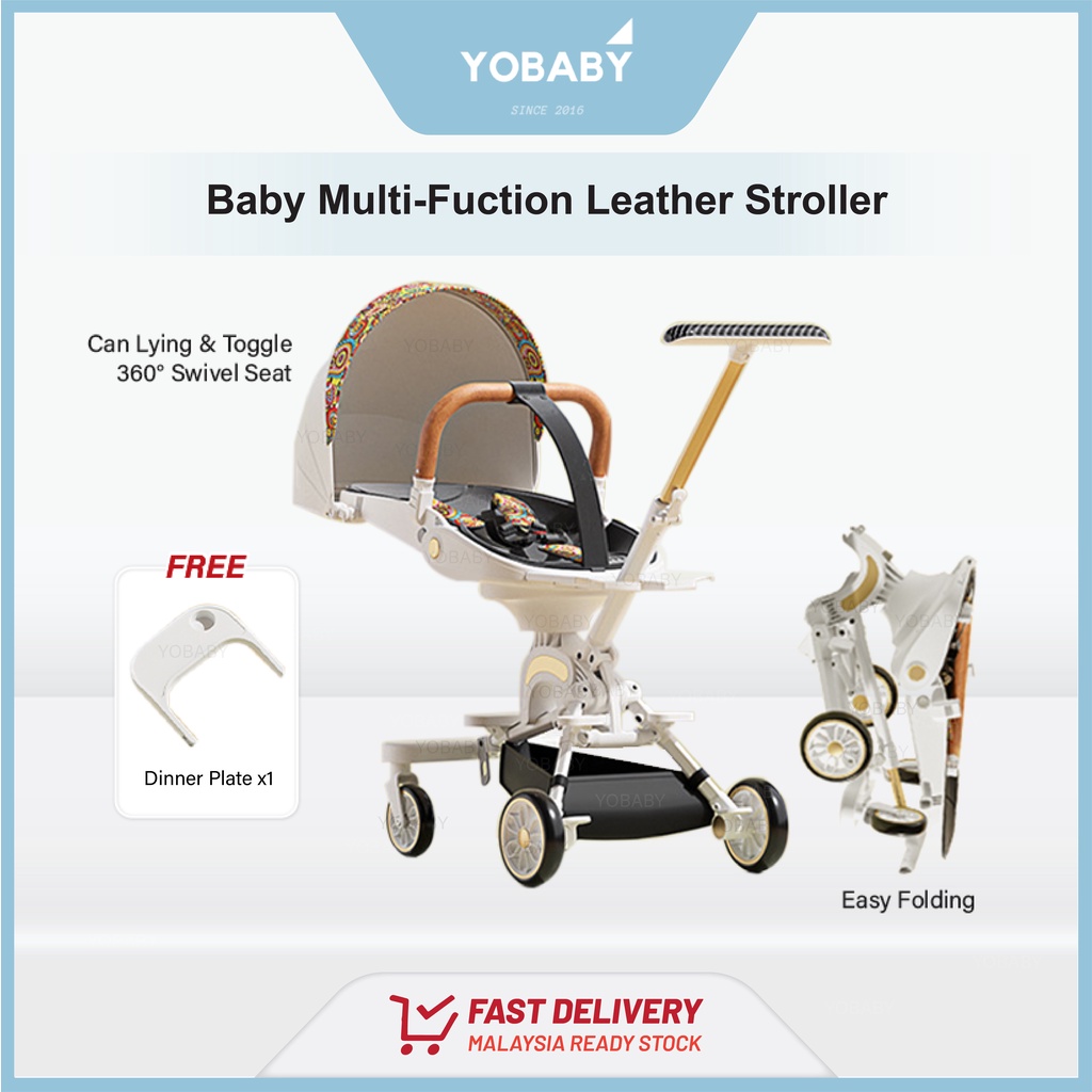 Baby Multi-Function Four-wheels Leather Magic Stroller Foldable Two-Way ...