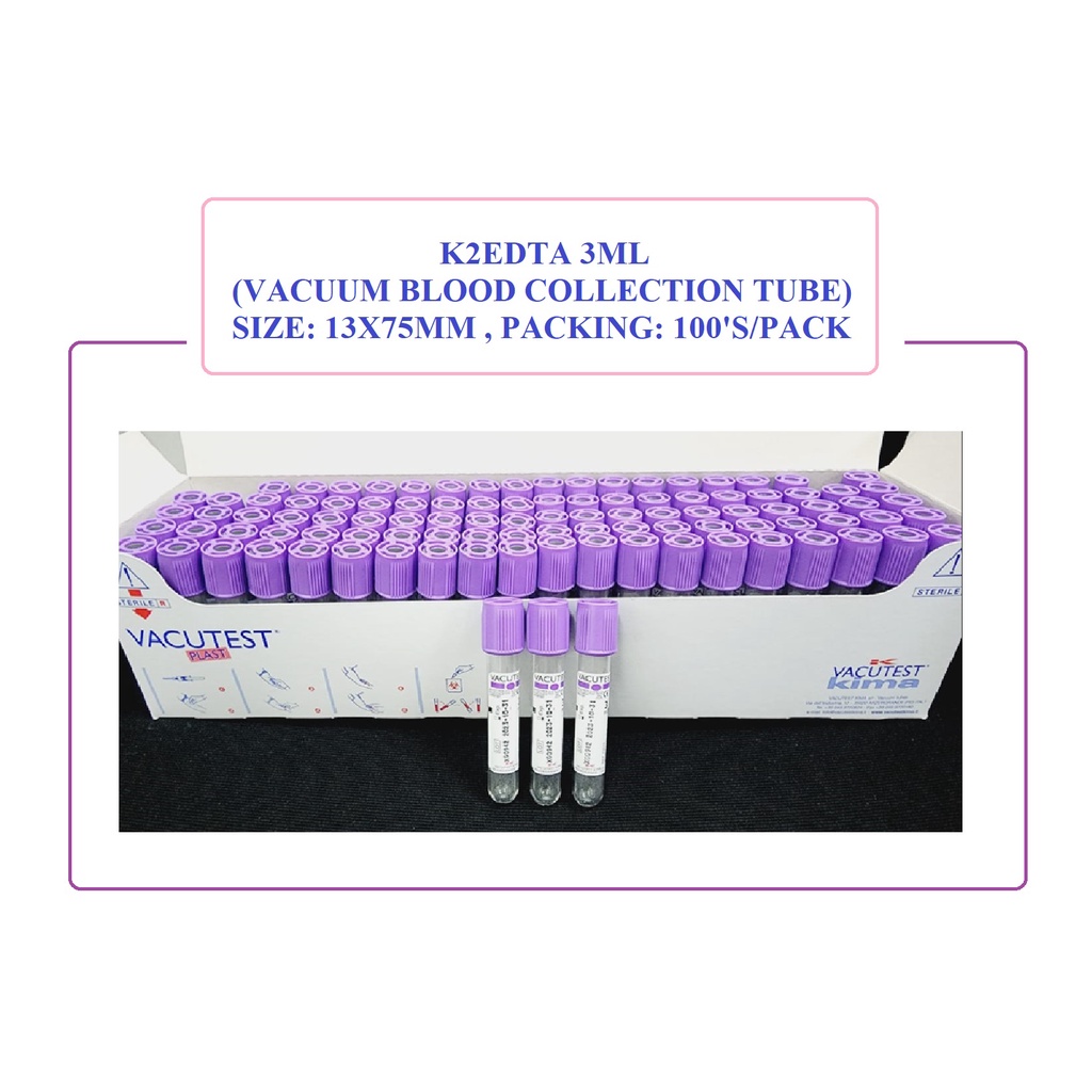 KIMA K2EDTA 3ML ( VACUUM BLOOD TUBE ) 13x75mm 100'S/BOX (Lavender Cap) Shopee Malaysia
