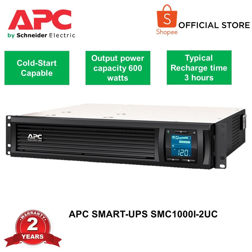 APC Smart-UPS C 1000VA LCD RM 2U 230V with SmartConnect SMC1000I-2UC ...