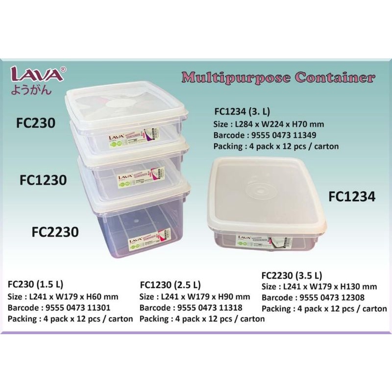 (READY STOCK) LAVA Multipurpose Food Container, Assorted Sizes | Shopee ...