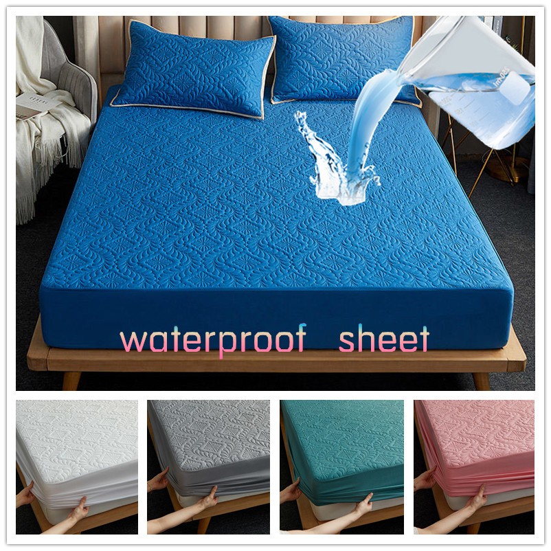 Quilted Embossed Waterproof Mattress Protector Fitted Sheet Waterproof Bed  Cover with Elastic