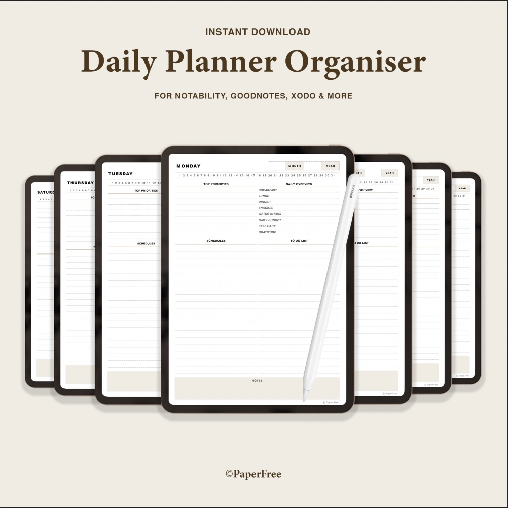 GoodNotes / Notability / Daily Organiser Planner / Printables PDF ...