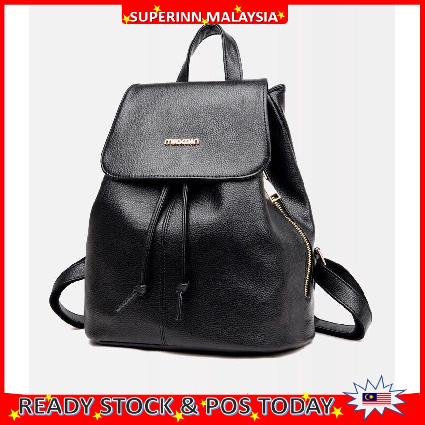 READY STOCK SUPERINN Min Min Side Zip Backpack Bag Pack Beg Tote Handbag Bags PU Shopee Malaysia