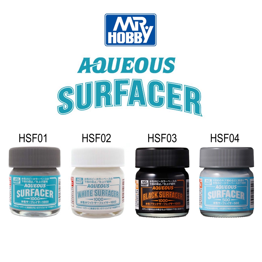 Mr.Hobby Aqueous Surfacer HSF #500 - #1000 (Gray / White / Black ...