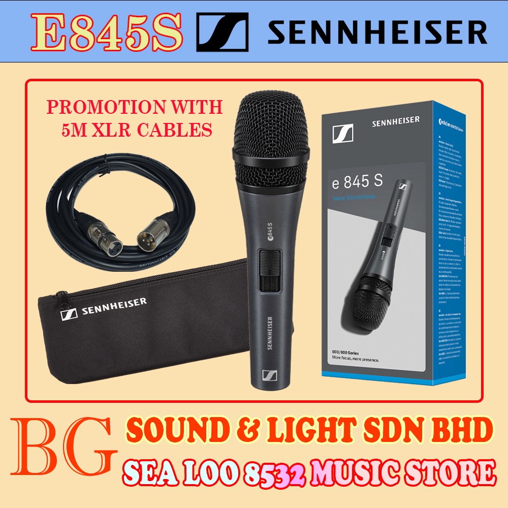 SENNHEISER E845S / E-845S DYNAMIC SUPERCARDIOD VOCAL MICROPHONE WITH ON ...