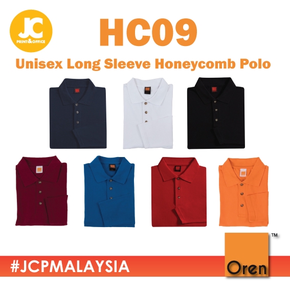 JCP X OREN SPORT Plain Long Sleeve Polo Tee Unisex Polo Shirt Lengan ...