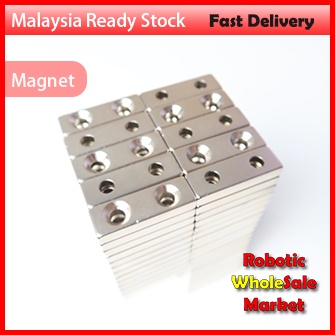 30x10x5mm (4mm Countersunk 2 Hole) Neodymium NdFeB N35 Super Strong Cuboid Block Magnet (1pcs)