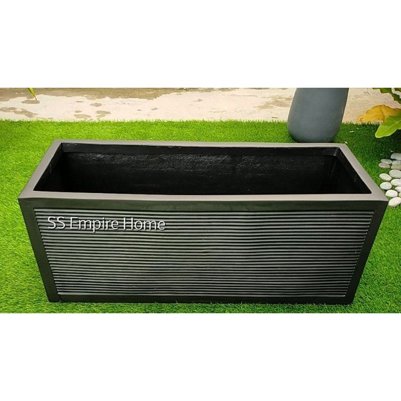 RUDI PB2 Black Line Planter Box Fiberglass Flower Pot Pasu Bunga Garden ...