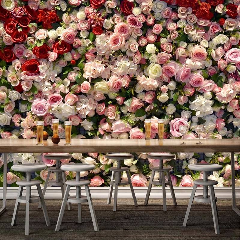Custom 3D Wall Mural Romantic Rose Flowers Photo Wallpaper Living Room ...