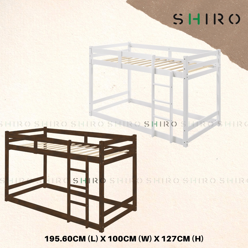 SHIRO Adult Bunk Bed Double Decker Bed Frame Katil Bujang Kayu Wooden ...