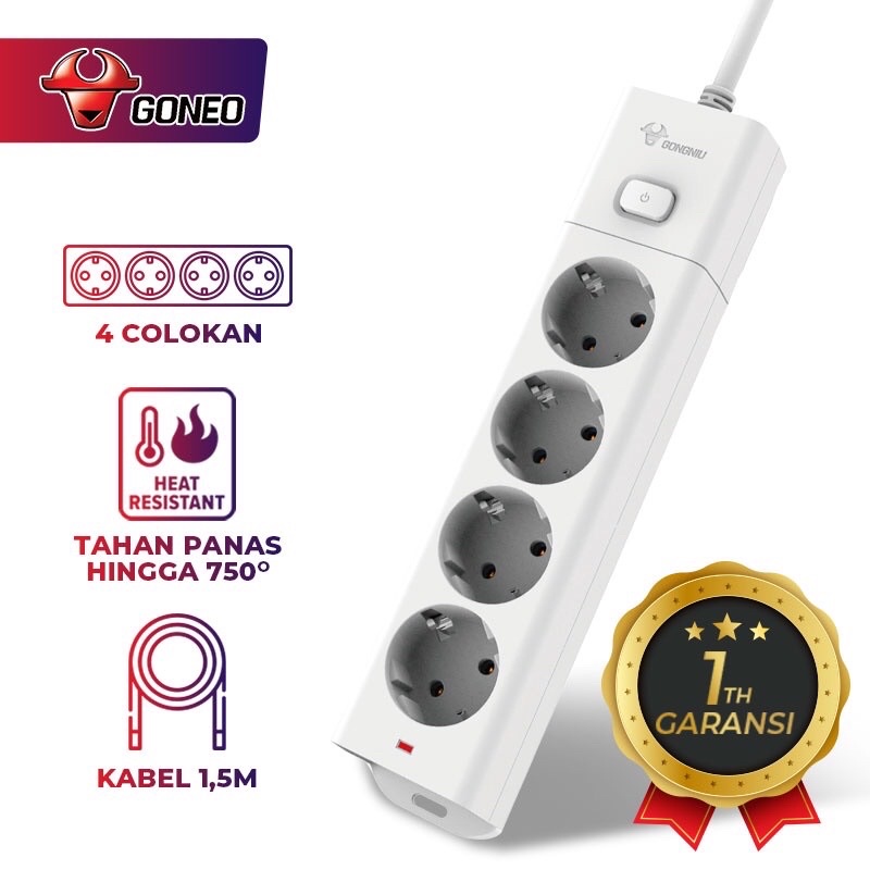 Goneo G1040 Socket Central On/Off Power Strip 4-hole Heat Resistant ...