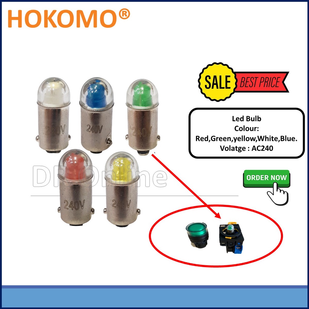 HOKOMO LED Bulb BA9S 240V AC , 24V AC/DC , 12V AC/DC, (HQ-LED-COLOR ...