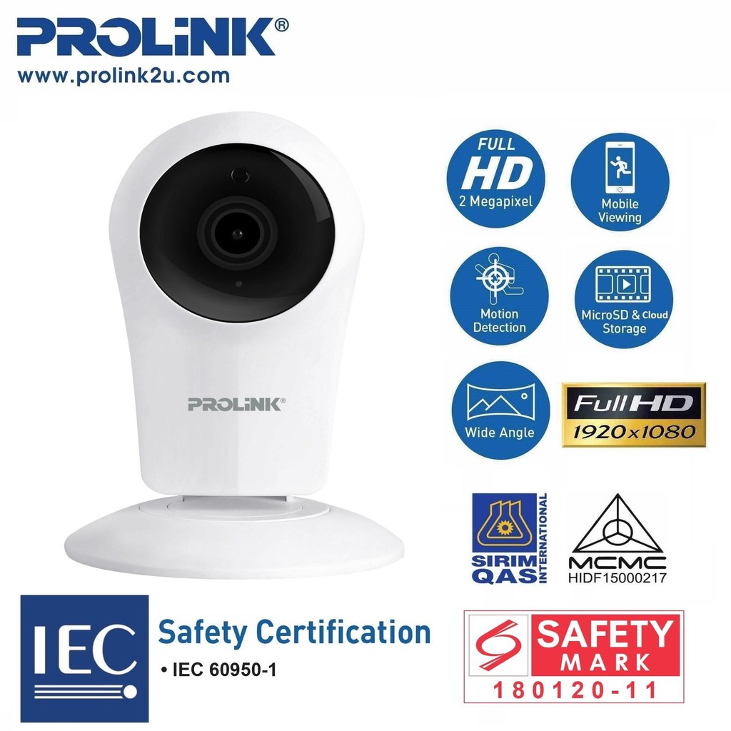 PROLiNK SmartCam Lite 1080p Full-HD Wireless IP Camera Smart Home Ready ...