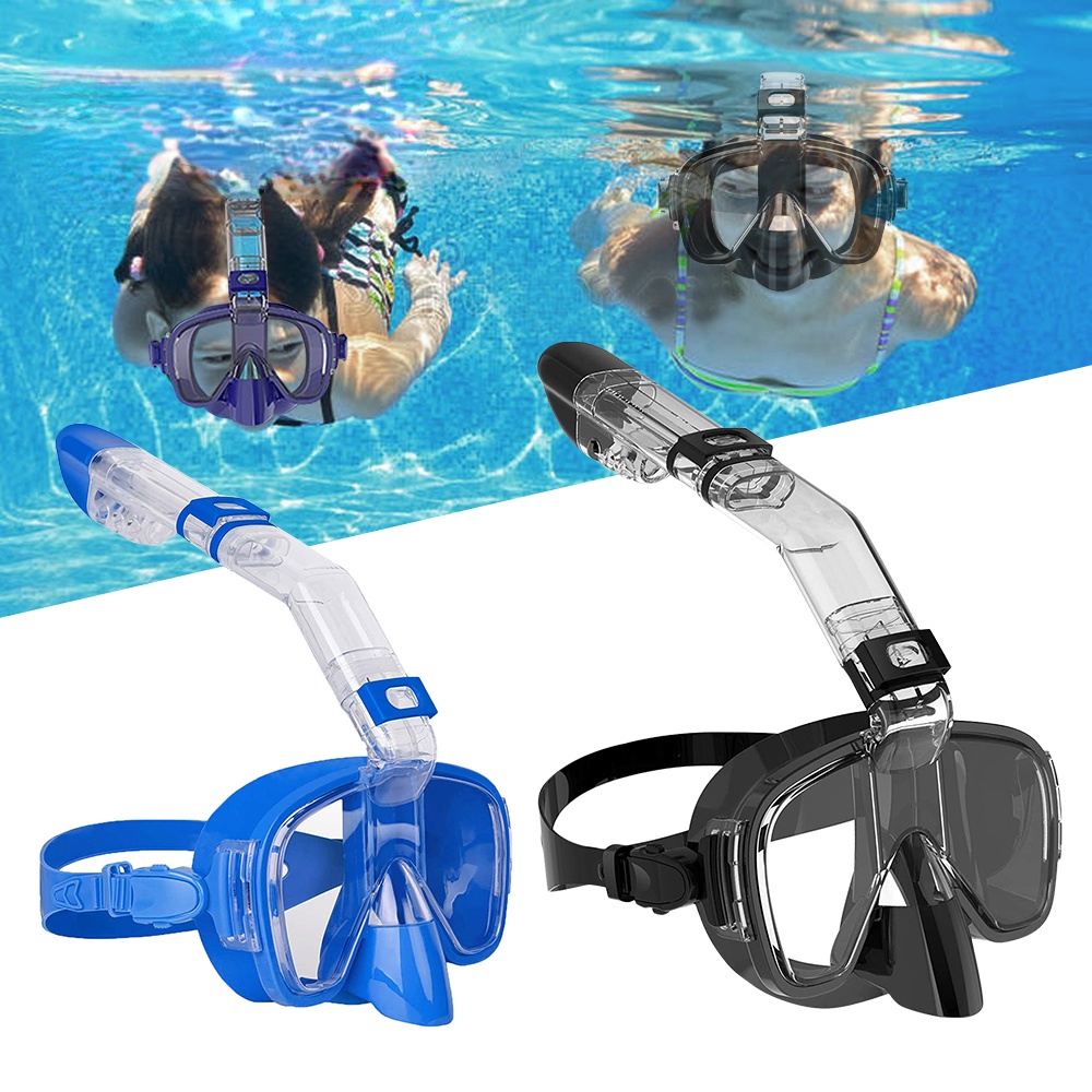 Snorkel Mask Foldable Anti-Fog Diving Mask Set with Full Dry Top System ...