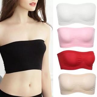 Womens Sexy Strapless Off Shoulder Crop Tube Top Solid Color Stretchy  Bandeau Seamless Casual Basic Breast Wrap No-Padded Bra - AliExpress