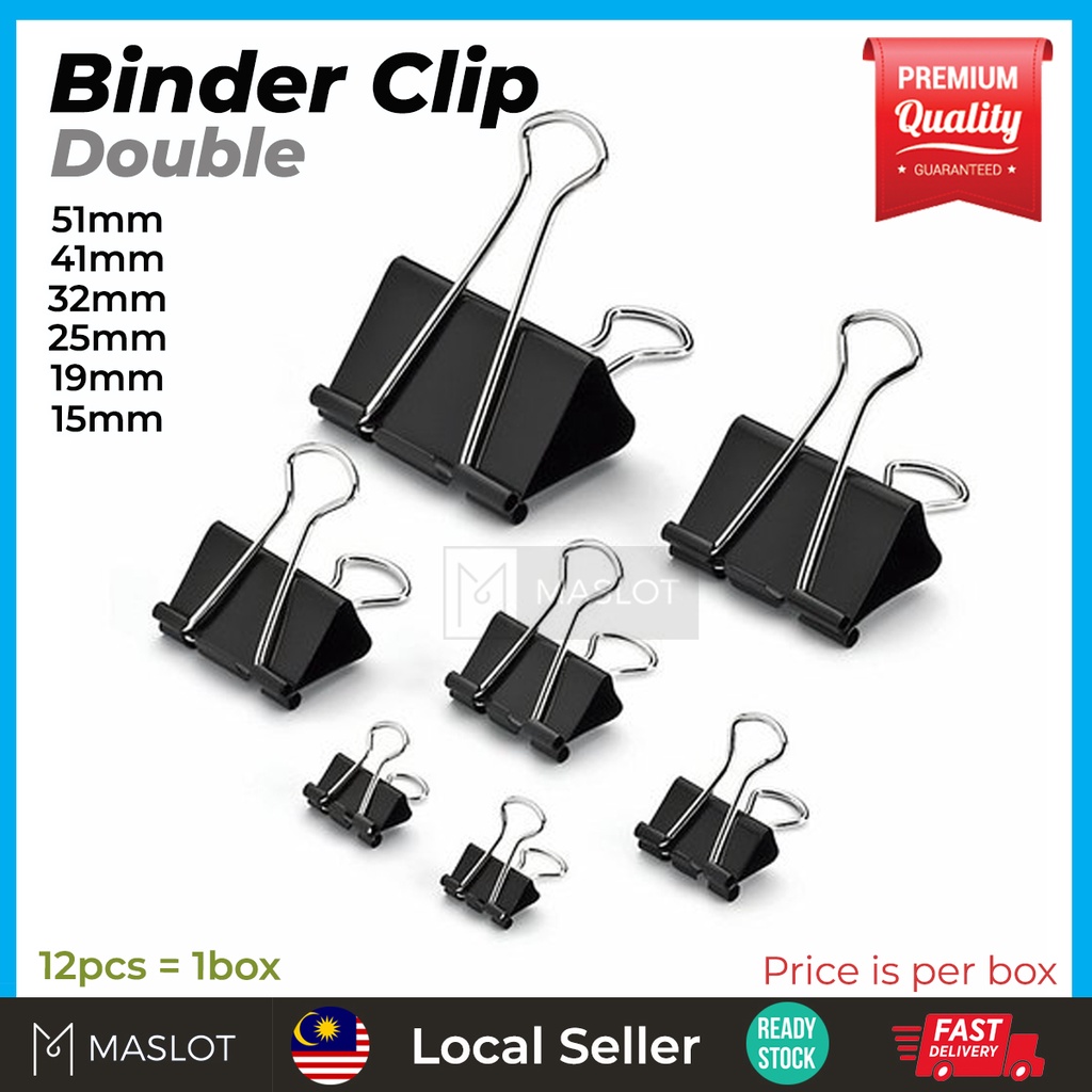 Binder Clip / Double Clip / Paper Black Clip (15mm 19mm 25mm 32mm 41mm ...