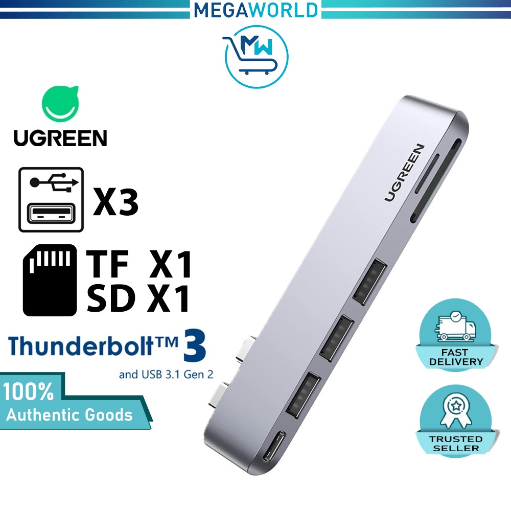 UGREEN Dual USB-C to USB A 3.0 SD TF Card Slot 100W USB C Power ...