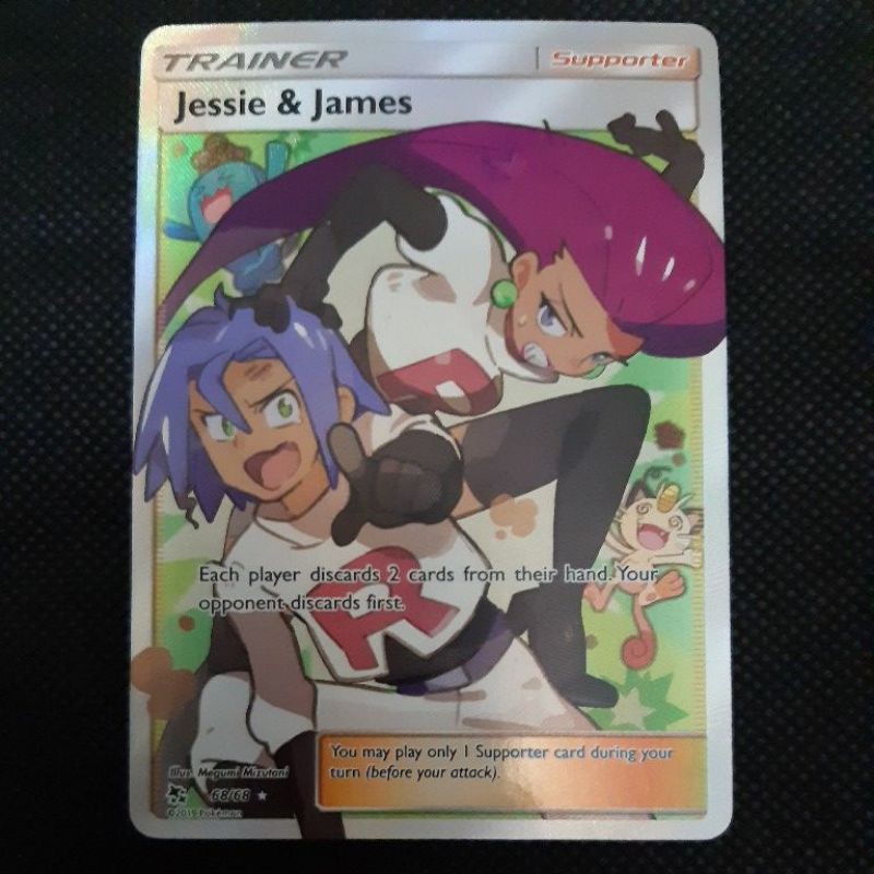 pokemon corocoro promo cards Jessie & James Full Art Ultra Rare Hidden Fates 68/68, NM Pokemon Card main image 1