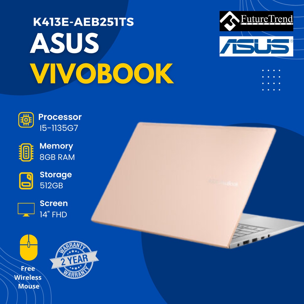 Asus Vivobook K413e Aeb251ts I5 1135g78gb512gbintel Iris Xe14 Fhdwin10free Wireless 0320