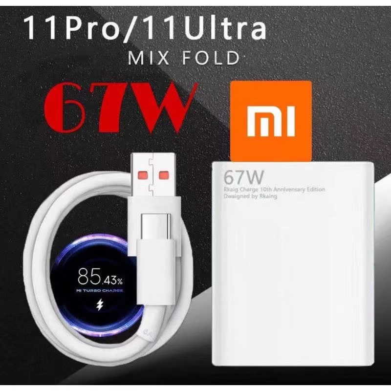 Original Xiaomi 67w Charger Mi Turbo Charge Adapter With Type C Cable ...