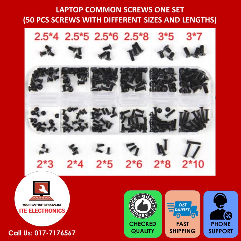LAPTOP COMMON SCREWS ONE SET (50 PCS SCREWS WITH DIFFERENT SIZES AND