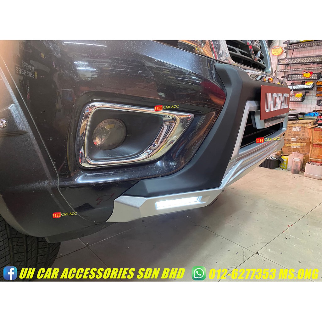Nissan Navara NP300 Front Bumper Guard Protector With LED Daylight ...