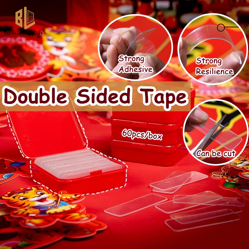 60 pcs/box Double Sided Tape Adhesive Transparent Stickers Chinese New ...