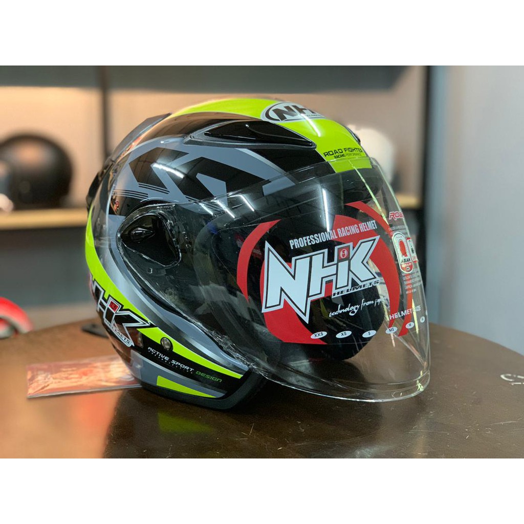 NHK HELMETS R6 MODEL URIKEN (BLACK/HIGH VIZ YELLOW) | Shopee Malaysia