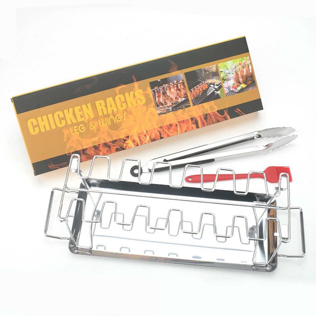 Chicken Leg Wing Rack 14 Slots Stainless Steel Metal Roaster Stand with ...