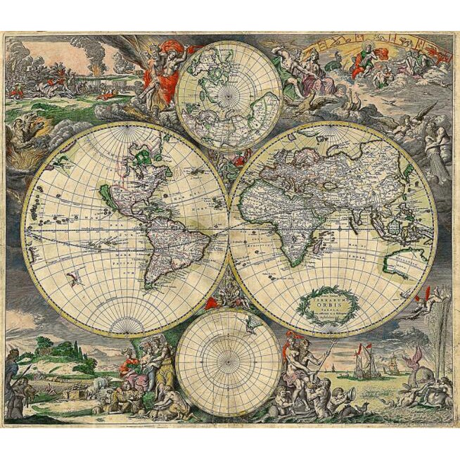 Self adhesive Custom size retro world map for background wall 3d ...