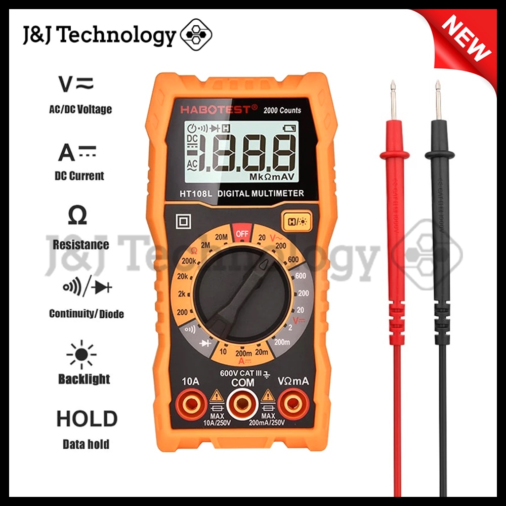 JNJ Technology Digital Multimeter HT108L Manual Range Mini Voltage ...