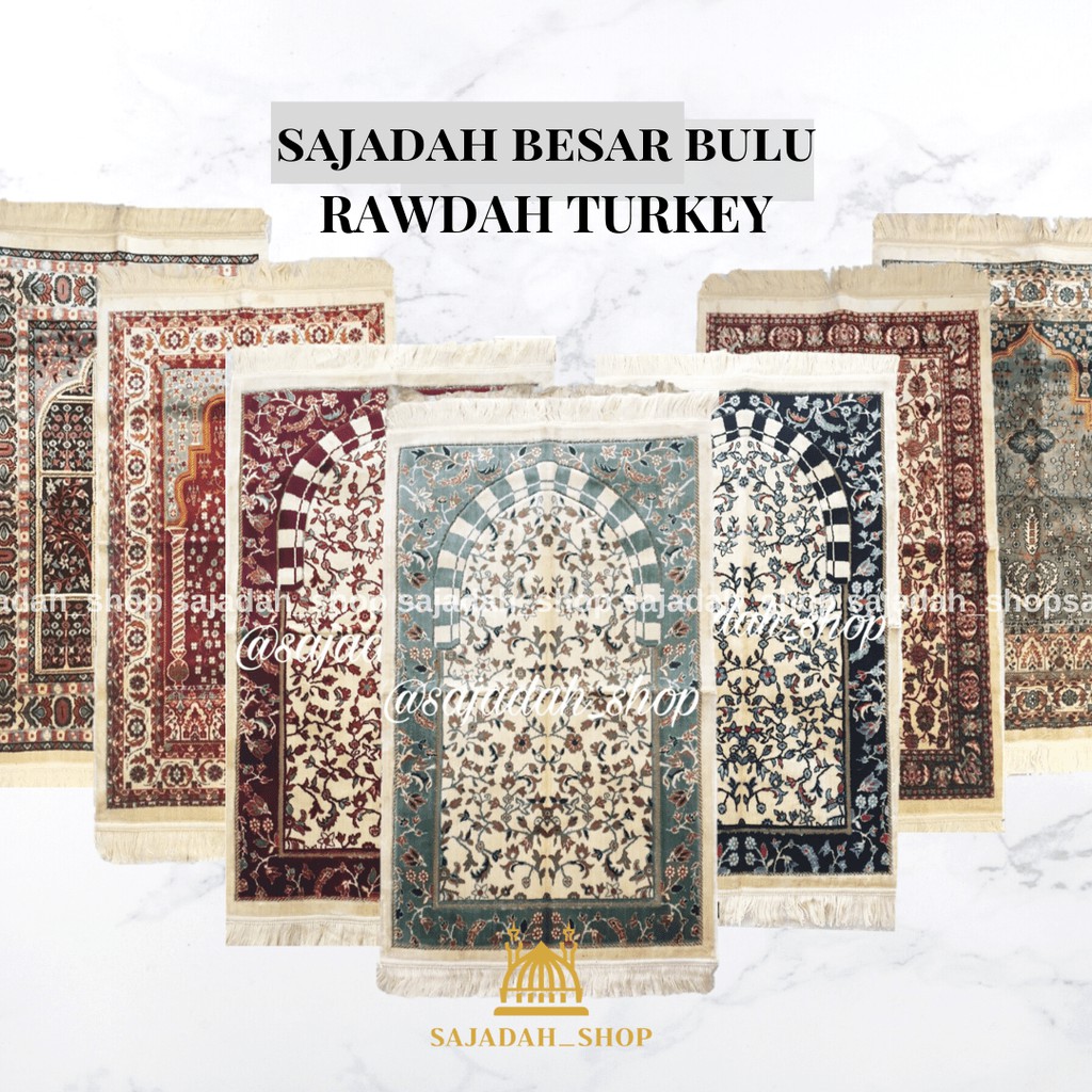 (SUPER Quality) Thick Fragrant Prayer Mat with Raudhah Turkey Motif ...
