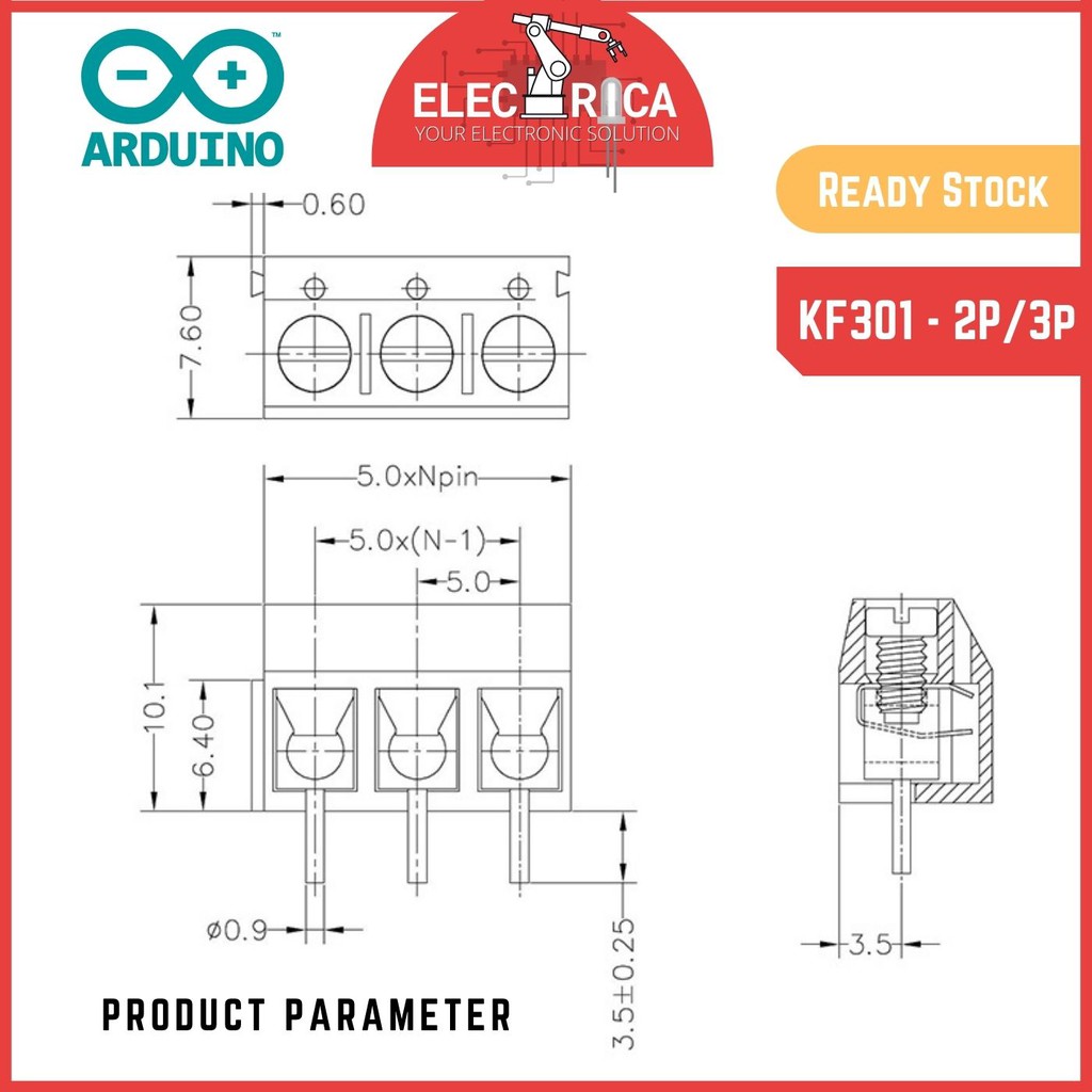 KF301 2P 3P PCB Terminal Block Connector BLUE GREEN | Shopee Malaysia
